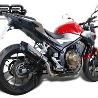 Exhaust system compatible with Honda Cb 500 F 2021-2024, Furore Evo4 Nero, Homologated legal slip-on exhaust including removable db killer and link pipe 