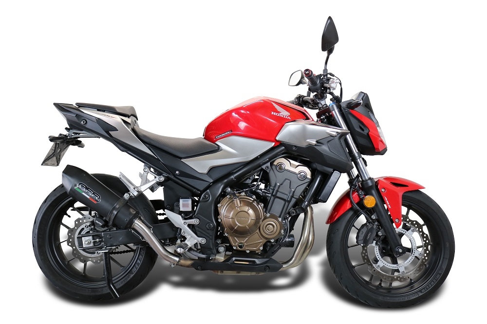 Exhaust compatible with Honda Cb 500 F 2021-2025, GP Evo4 Black Titanium, Homologated legal slip-on exhaust including removable db killer and link pipe 