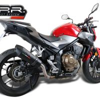 Exhaust system compatible with Honda Cb 500 F 2016-2018, GP Evo4 Black Titanium, Homologated legal slip-on exhaust including removable db killer and link pipe 