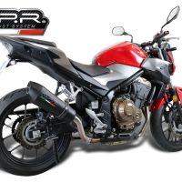 Exhaust compatible with Honda Cb 500 F 2021-2025, GP Evo4 Black Titanium, Homologated legal slip-on exhaust including removable db killer and link pipe 
