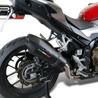 Exhaust system compatible with Honda Cb 400 X 2019-2024, GP Evo4 Black Titanium, Homologated legal slip-on exhaust including removable db killer and link pipe 