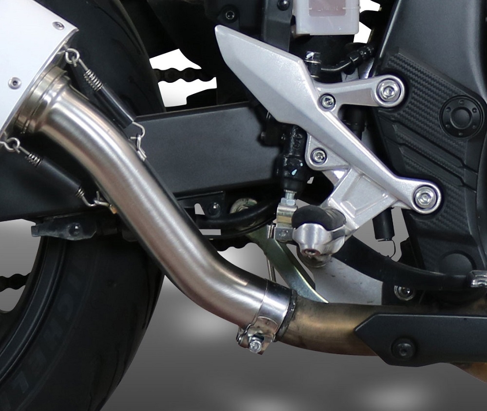 Exhaust system compatible with Honda Cb 500 F 2021-2024, M3 Poppy , Homologated legal slip-on exhaust including removable db killer and link pipe 