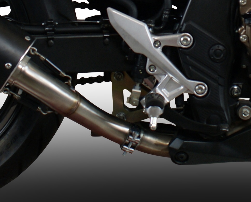 Exhaust system compatible with Honda Cb 400 X 2019-2024, GP Evo4 Poppy, Homologated legal slip-on exhaust including removable db killer and link pipe 