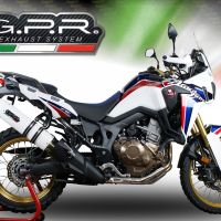 Exhaust system compatible with Honda Crf 1000 L Africa Twin 2015-2017, Albus Ceramic, Homologated legal slip-on exhaust including removable db killer and link pipe 