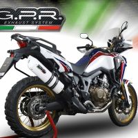 Exhaust system compatible with Honda Crf 1000 L Africa Twin 2015-2017, Albus Ceramic, Homologated legal slip-on exhaust including removable db killer and link pipe 