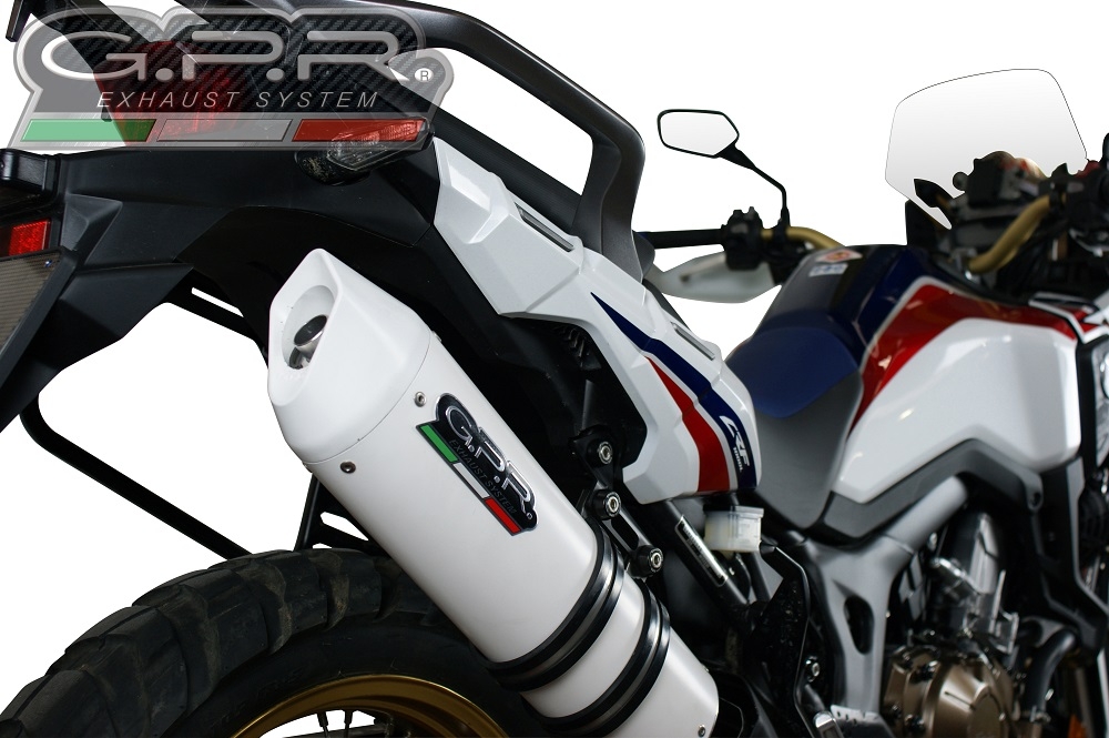Scarico compatibile con Honda Crf 1000 L Africa Twin 2015-2017, Albus Ceramic, Scarico omologato, silenziatore con db killer estraibile e raccordo specifico