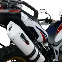 Exhaust system compatible with Honda Crf 1000 L Africa Twin 2015-2017, Albus Ceramic, Homologated legal slip-on exhaust including removable db killer and link pipe 