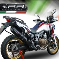 Exhaust compatible with Honda Crf 1000 L Africa Twin 2018-2020, Furore Evo4 Nero, Homologated legal slip-on exhaust including removable db killer and link pipe 