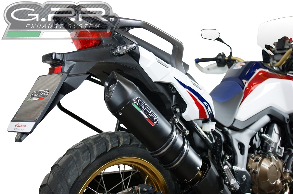 Scarico compatibile con Honda Crf 1000 L Africa Twin 2015-2017, Furore Nero, Scarico omologato, silenziatore con db killer estraibile e raccordo specifico