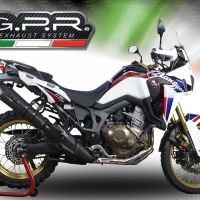Exhaust system compatible with Honda Crf 1000 L Africa Twin 2018-2020, GP Evo4 Black Titanium, Homologated legal slip-on exhaust including removable db killer and link pipe 