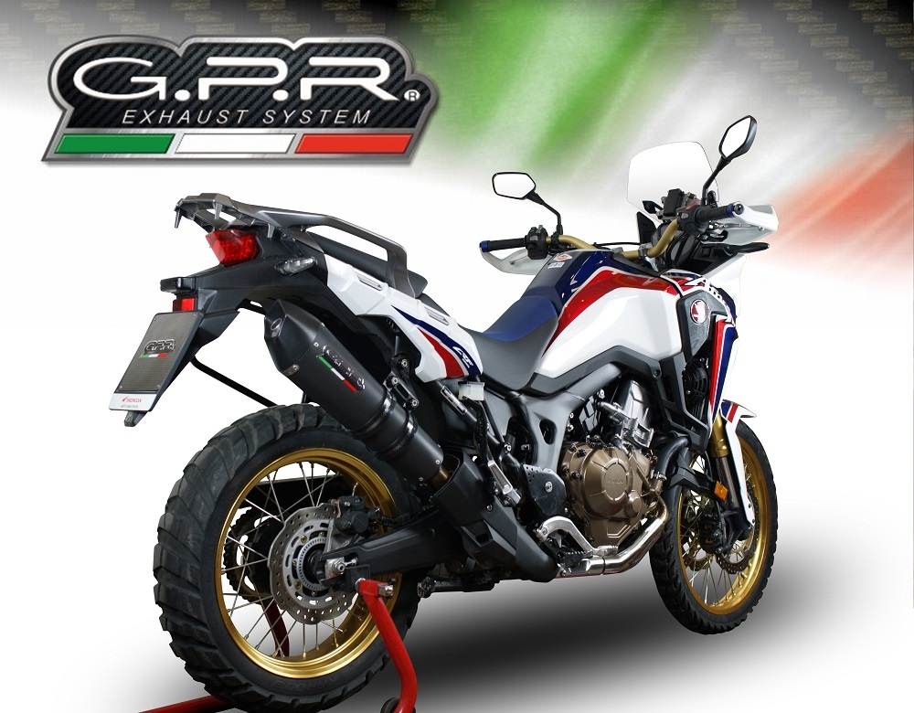 Exhaust compatible with Honda Crf 1000 L Africa Twin 2018-2020, GP Evo4 Black Titanium, Homologated legal slip-on exhaust including removable db killer and link pipe 