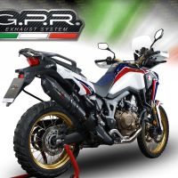 Exhaust compatible with Honda Crf 1000 L Africa Twin 2018-2020, GP Evo4 Black Titanium, Homologated legal slip-on exhaust including removable db killer and link pipe 