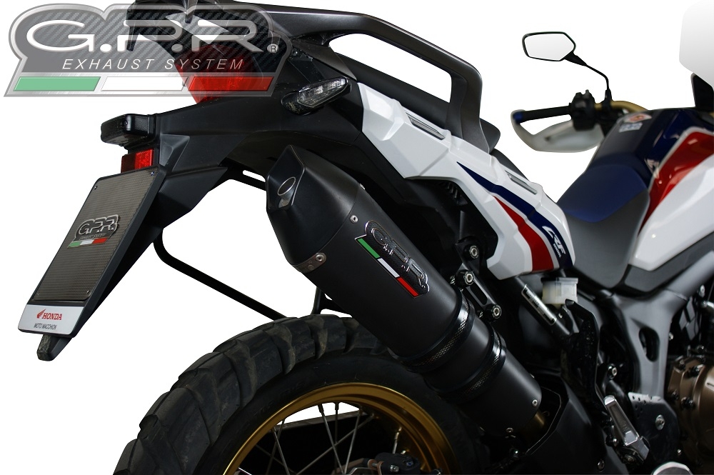 Exhaust system compatible with Honda Crf 1000 L Africa Twin 2015-2017, Gpe Ann. Black titanium, Homologated legal slip-on exhaust including removable db killer and link pipe 