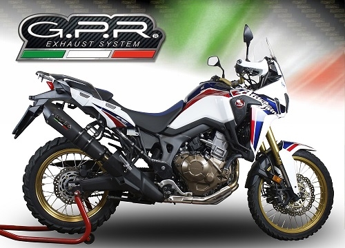 Exhaust compatible with Honda Crf 1000 L Africa Twin 2018-2020, GP Evo4 Poppy, Homologated legal slip-on exhaust including removable db killer and link pipe 