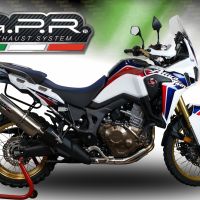 Exhaust system compatible with Honda Crf 1000 L Africa Twin 2018-2020, Trioval, Homologated legal slip-on exhaust including removable db killer and link pipe 
