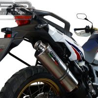 Exhaust system compatible with Honda Crf 1000 L Africa Twin 2018-2020, Trioval, Homologated legal slip-on exhaust including removable db killer and link pipe 