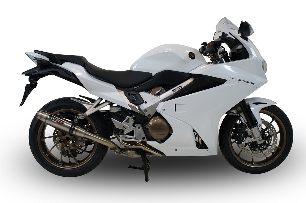 Scarico compatibile con Honda Vfr 800 F 2014-2016, Deeptone Inox, Scarico omologato, silenziatore con db killer estraibile e raccordo specifico