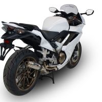 Scarico compatibile con Honda Vfr 800 F 2014-2016, Deeptone Inox, Scarico omologato, silenziatore con db killer estraibile e raccordo specifico