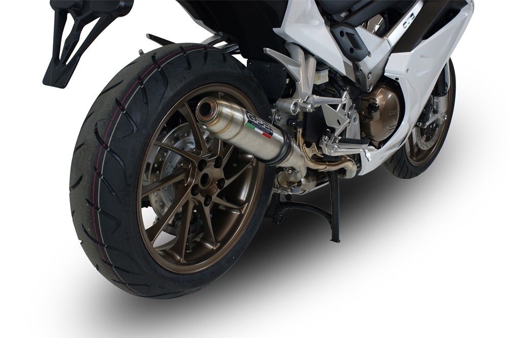 Scarico compatibile con Honda Vfr 800 F 2014-2016, Deeptone Inox, Scarico omologato, silenziatore con db killer estraibile e raccordo specifico