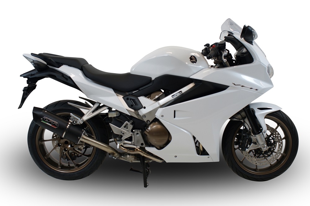 Exhaust compatible with Honda Vfr 800 F 2017-2020, Furore Evo4 Nero, Homologated legal slip-on exhaust including removable db killer and link pipe 