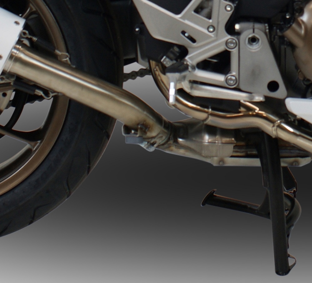 Exhaust system compatible with Honda Vfr 800 F 2017-2020, Satinox, Homologated legal slip-on exhaust including removable db killer and link pipe 