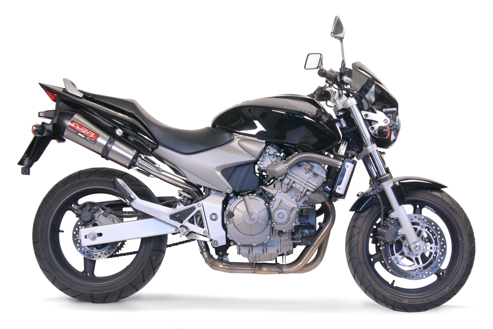Exhaust compatible with Honda Hornet Cb 600 F 2003-2006, Gpe Ann. titanium, Homologated legal slip-on exhaust including removable db killer, link pipe and catalyst 