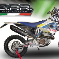 Exhaust compatible with Husqvarna FE 350 2014-2016, Furore Nero, Homologated legal slip-on exhaust including removable db killer and link pipe 