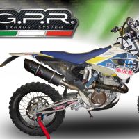 Scarico compatibile con Husqvarna FE 350 2014-2016, Furore Nero, Scarico omologato, silenziatore con db killer estraibile e raccordo specifico