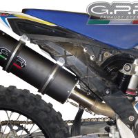 Scarico compatibile con Husqvarna FE 350 2014-2016, Furore Nero, Scarico omologato, silenziatore con db killer estraibile e raccordo specifico