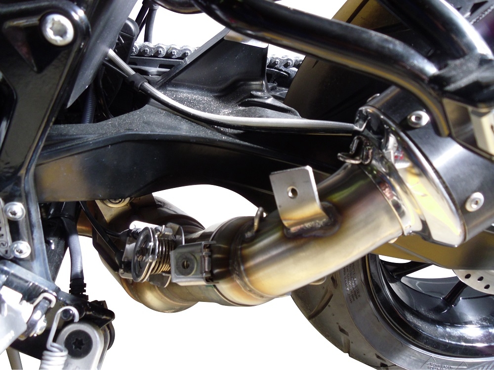 Exhaust system compatible with Husqvarna Nuda 900 - Nuda 900 R 2012-2013, Furore Nero, Homologated legal slip-on exhaust including removable db killer and link pipe 