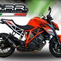 Exhaust system compatible with Ktm Superduke 1290 R 2017-2019, Furore Evo4 Nero, Homologated legal slip-on exhaust including removable db killer and link pipe 