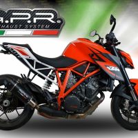 Exhaust compatible with Ktm Super Duke 1290 GT 2022-2024, Furore Evo4 Nero, Homologated legal slip-on exhaust including removable db killer and link pipe 