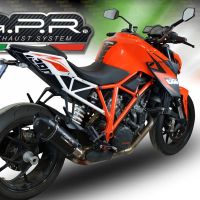 Exhaust system compatible with Ktm Superduke 1290 R 2017-2019, Furore Evo4 Nero, Homologated legal slip-on exhaust including removable db killer and link pipe 