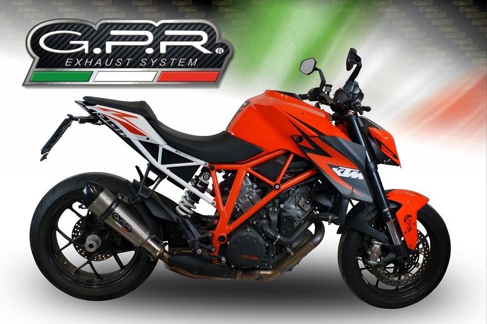Scarico compatibile con Ktm Super Duke 1290 R 2017-2019, GP Evo4 Titanium, Scarico omologato, silenziatore con db killer estraibile e raccordo specifico