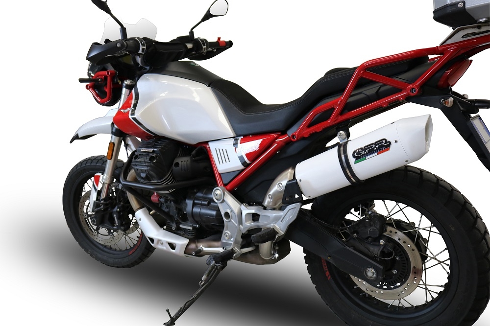 Scarico compatibile con Moto Guzzi V85 TT 2021-2024, Albus Evo4, Scarico omologato, silenziatore con db killer estraibile e raccordo specifico