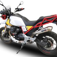 Scarico compatibile con Moto Guzzi V85 TT 2021-2023, Powercone Evo, Scarico omologato, silenziatore con db killer estraibile e raccordo specifico