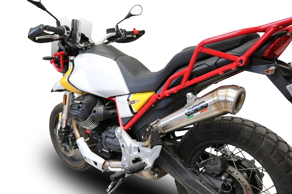 Scarico compatibile con Moto Guzzi V85 TT 2019-2020, Powercone Evo, Scarico omologato, silenziatore con db killer estraibile e raccordo specifico