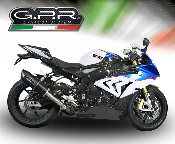 Exhaust compatible with Bmw S 1000 RR -M 2015-2016, Furore Nero, Homologated legal slip-on exhaust including removable db killer and link pipe 