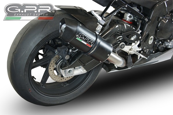 Exhaust compatible with Bmw S 1000 RR -M 2015-2016, Furore Nero, Homologated legal slip-on exhaust including removable db killer and link pipe 