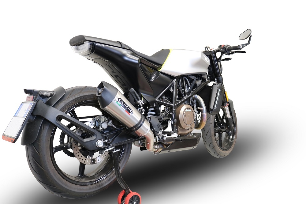 Exhaust compatible with Husqvarna Svartpilen 701 2018-2020, GP Evo4 Titanium, Homologated legal slip-on exhaust including removable db killer and link pipe 