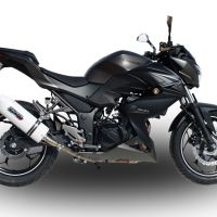 Scarico compatibile con Kawasaki Z 300 2014-2017, Albus Ceramic, Scarico omologato, silenziatore con db killer estraibile e raccordo specifico