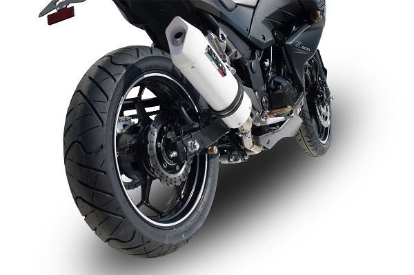 Scarico compatibile con Kawasaki Z 300 2014-2017, Albus Ceramic, Scarico omologato, silenziatore con db killer estraibile e raccordo specifico
