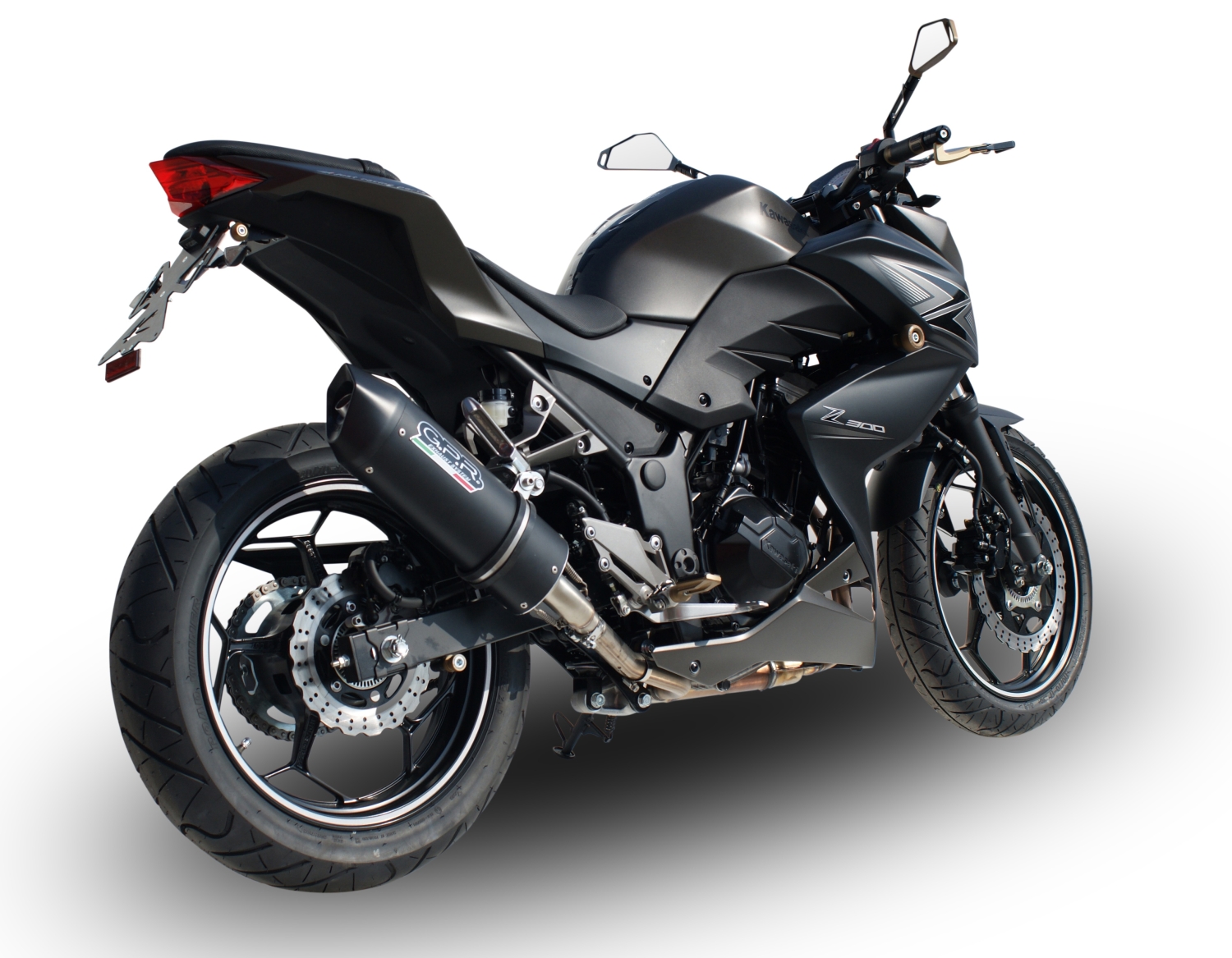 Scarico compatibile con Kawasaki Z 300 2014-2017, Furore Nero, Scarico omologato, silenziatore con db killer estraibile e raccordo specifico