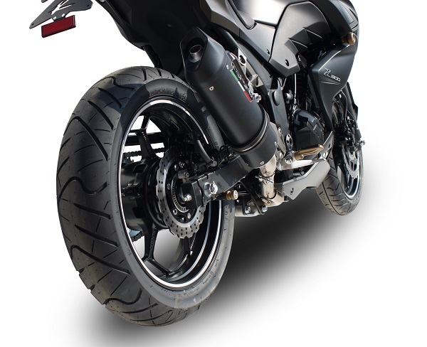 Scarico compatibile con Kawasaki Z 300 2014-2017, Furore Nero, Scarico omologato, silenziatore con db killer estraibile e raccordo specifico