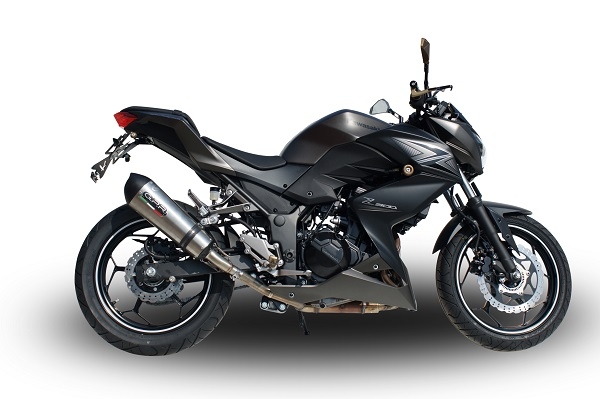Scarico compatibile con Kawasaki Z 300 2014-2017, Gpe Ann. titanium, Terminale di scarico racing, con raccordo, senza omologazione