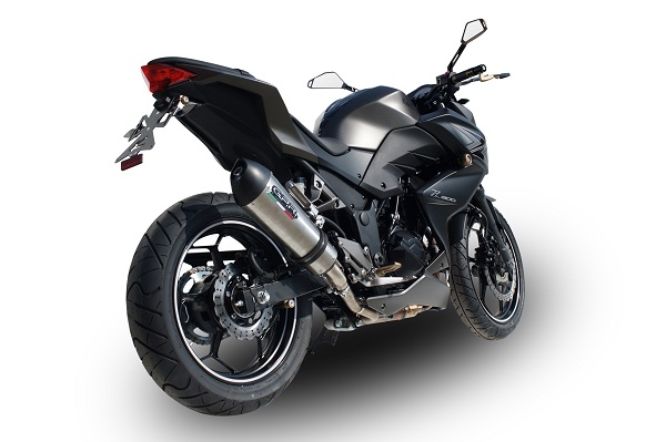 Scarico compatibile con Kawasaki Z 300 2014-2017, Gpe Ann. titanium, Terminale di scarico racing, con raccordo, senza omologazione
