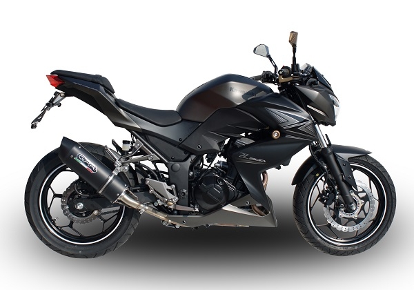 Scarico compatibile con Kawasaki Z 300 2014-2017, Furore Nero, Scarico omologato, silenziatore con db killer estraibile e raccordo specifico