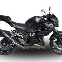 Scarico compatibile con Kawasaki Z 300 2014-2017, Furore Nero, Scarico omologato, silenziatore con db killer estraibile e raccordo specifico