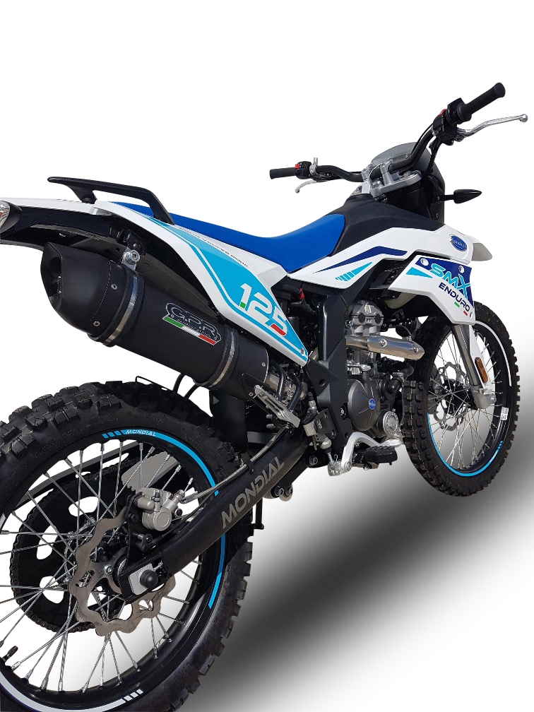 Exhaust compatible with F.B. Mondial Smx 125 Enduro 2018-2020, Furore Evo4 Nero, Homologated legal slip-on exhaust including removable db killer, link pipe and catalyst 