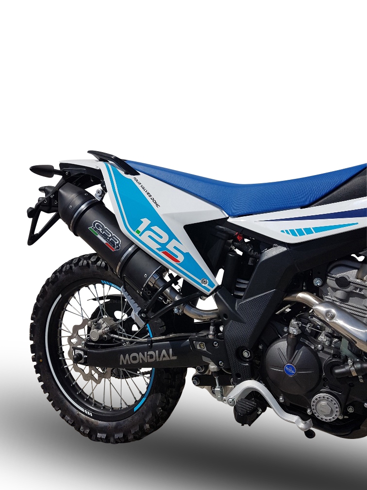 Exhaust compatible with F.B. Mondial Smx 125 Enduro 2018-2020, Furore Evo4 Nero, Homologated legal slip-on exhaust including removable db killer, link pipe and catalyst 
